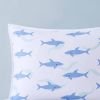 Twin Size 2 Piece Coastal Reversible Navy Blue White Sharks Cotton Quilt Set