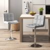 Set of 2 Modern Adjustable Height Barstools w/ Comfortable Grey PU Leather Seat