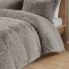 Twin/Twin XL Grey Soft Sherpa Faux Fur 2-Piece Comforter Set with Pillow Shams