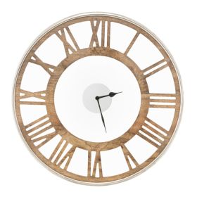 Natural Wood 16-inch Classic Farmhouse Roman Numerals Wall Clock