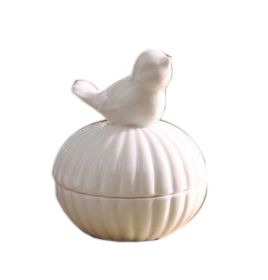 Ceramic Decoration Storage Box Vintage Style Jewelry Box; White Bird