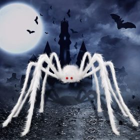 59inch Giant Halloween Hairy Spider, Realistic Scary White Spider Props Decoration For Indoor And Outdoor Decoration