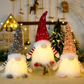 3PS Christmas Gnome Plush Doll Light-Up Tabletop Decor with Sequin Hat