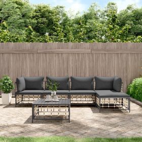 6 Piece Patio Lounge Set with Cushions Anthracite Poly Rattan