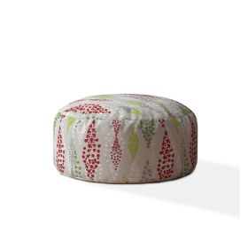 Indoor ANGELO FLOW Green Round Zipper Pouf - Stuffed - Extra Beads Included! - 24in dia x 20in tall