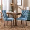 Nikki Collection Modern, High-end Tufted Solid Wood Contemporary Velvet Upholstered Dining Chair with Wood Legs Nailhead Trim 2-Pcs Set,Light Blue, SW