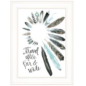 "Travel Often Far and Wide" by Masey St, Ready to Hang Framed print, White Frame