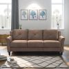 Fashionable living room sofa for 3 people, Brown velvet fabric