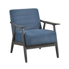 Casual Transitional Accent Chair 1pc Blue Fabric Upholstery Dark Gray Frame Solid Wood Living Room Furniture