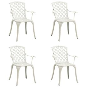 Patio Chairs 4 pcs Cast Aluminum White