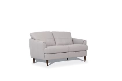 Helena Loveseat; Pearl Gray Leather