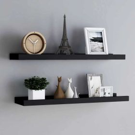 Picture Frame Ledge Shelves 2 pcs Black 31.5"x3.5"x1.2" MDF