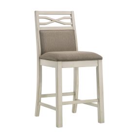 Counter Height Chairs Set of 2, Gray Finish Casual Country Style Fabric Upholstered Seat and Back Wooden Kitchen Furniture Dining Chairs