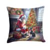 Boston Terrier and Santa Claus Throw Pillow Machine Washable, Indoor Outdoor Decorative Pillow for Couch, Bed or Patio, 14Hx14W