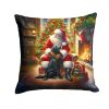 Labrador Retriever and Santa Claus Throw Pillow Machine Washable, Indoor Outdoor Decorative Pillow for Couch, Bed or Patio, 14Hx14W