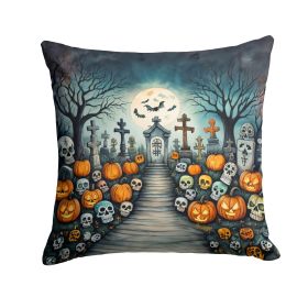 Calaveras Sugar Skulls Spooky Halloween Throw Pillow Machine Washable, Indoor Outdoor Decorative Pillow for Couch, Bed or Patio, 14Hx14W