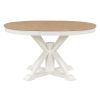 TREXM Retro Functional Extendable Dining Table with a 12" Leaf for Dining Room and Living Room (Oak Natural Wood + Off White)