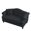 57" Chesterfield Sofa Black Velvet for Living Room, 2 Seater Sofa Tufted Couch with Rolled Arms and Nailhead for Living Room, Bedroom, Office, Apartme