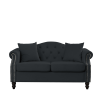 57" Chesterfield Sofa Black Velvet for Living Room, 2 Seater Sofa Tufted Couch with Rolled Arms and Nailhead for Living Room, Bedroom, Office, Apartme