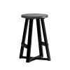 Rustic Distressed Solid Wood Round Dining Stool ‚Äì Grey