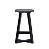 Rustic Distressed Solid Wood Round Dining Stool ‚Äì Grey