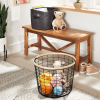 Round Black Wire with Natural Wood Handles Floor Basket