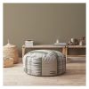 Indoor BANDELIER Blue/Taupe/Camel Tan Round Zipper Pouf - Cover Only - 24in dia x 20in tall