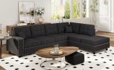 U_Style 109.2''L-shaped Modular Sectional Sofa with Removable Back Cushions and 2 Pillows, Suitable for Living rooms, Offices, and Apartments