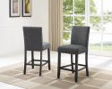 Biony Gray Fabric Counter Height Stools with Nailhead Trim, Set of 2