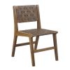 Faux Leather Woven Dining Chairs Set of 2