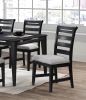 Modern 2pc Dining Chairs Black Ladder Back Frame Upholstered Cushion Seat Rubberwood Kitchen Dining Room