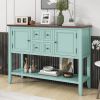 TREXM Cambridge Series Ample Storage Vintage Console Table with Four Small Drawers and Bottom Shelf for Living Rooms, Entrances and Kitchens (Retro Bl