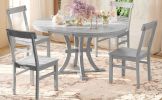 TOPMAX 5-Piece Rustic Round Pedestal Extendable Dining Table Set with 15.7" Removable Leaf and Simple Dining Chirs for Small Places, Gray