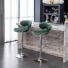 Masaccio Velvet Upholstered Adjustable Swivel Barstool, Set of 2, Green