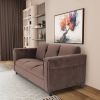 Dark Brown Suede Sofa, Modern 3-Seater Sofas Couches for Living Room, Bedroom, Office, and Apartment with Solid Wood Frame