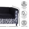 Black Velvet Sofa with Zebra Print, Modern 3-Seater Sofas Couches for Living Room, Bedroom, Office, and Apartment with Solid Wood Frame