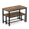 Dining Table Set, Bar Table with 2 Dining Benches, Kitchen Table Counter with Chairs, Industrial for Kitchen Breakfast Table, Living Room, Party Room,