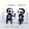 2pcs Sugar Head Doll, Resin Decoration Crafts Halloween Skull Couple Statue Resin Ornament,Valentine's Day, Room Decor, Home Decor,Halloween Room Deco