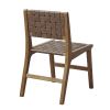 Faux Leather Woven Dining Chairs Set of 2