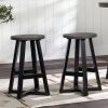 Rustic Distressed Solid Wood Round Dining Stool ‚Äì Grey