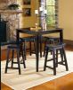 Black Finish 29-inch Bar Height Stools Set of 2pc Saddle Seat Solid Wood Casual Dining Home Furniture