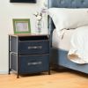 20 Inch Height Industrial Nightstand with 2 Pull-out Fabric Drawers