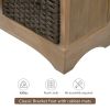 TREXM Rustic Storage Cabinet with Two Drawers and Four Classic Rattan Basket for Dining Room/Living Room (White Washed)