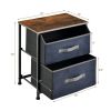 20 Inch Height Industrial Nightstand with 2 Pull-out Fabric Drawers