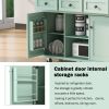 Kitchen Cart with Rubber wood Drop-Leaf Countertop ,Cabinet door internal storage racks,Kitchen Island on 5 Wheels with Storage Cabinet and 3 Drawers