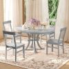 TOPMAX 5-Piece Rustic Round Pedestal Extendable Dining Table Set with 15.7" Removable Leaf and Simple Dining Chirs for Small Places, Gray