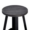 Rustic Distressed Solid Wood Round Dining Stool ‚Äì Grey