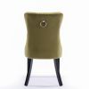 Nikki Collection Modern, High-end Tufted Solid Wood Contemporary Velvet Upholstered Dining Chair with Wood Legs Nailhead Trim 2-Pcs Set,Olive-Green,SW