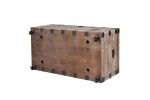 Antique Reclaimed Wood Gray Trunk Table And Side Table S/3 with Large Storage Dress Up Your Liviing Room