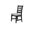 Modern 2pc Dining Chairs Black Ladder Back Frame Upholstered Cushion Seat Rubberwood Kitchen Dining Room